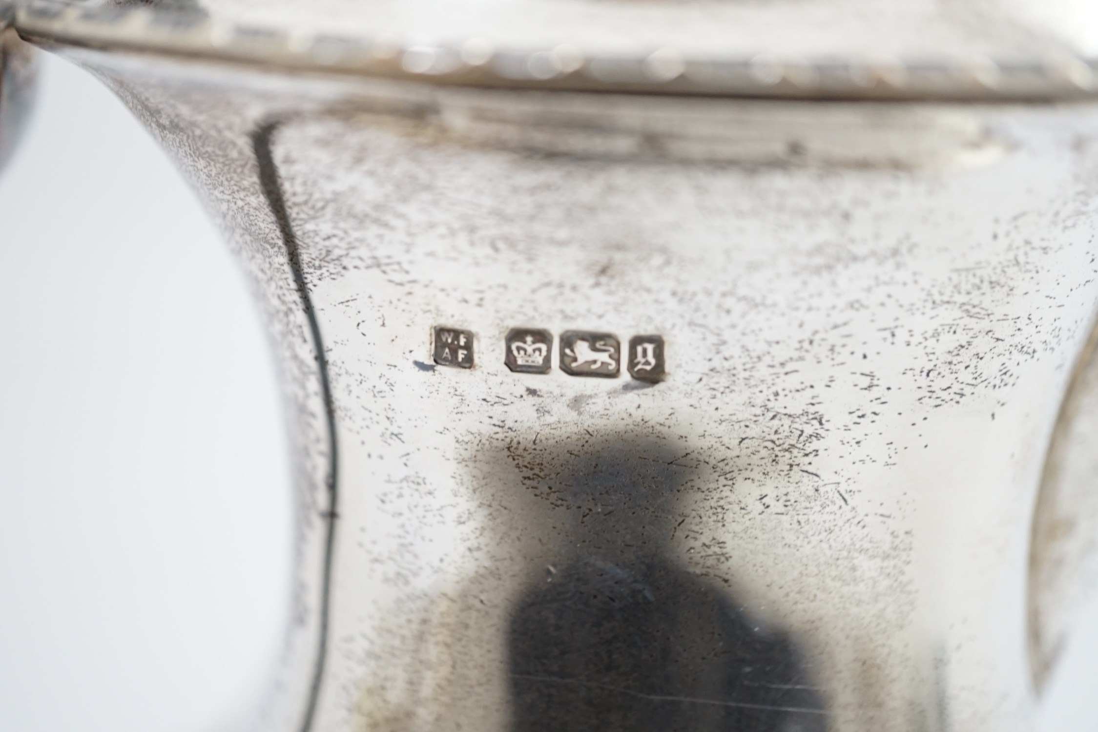 A late Victorian demi fluted silver oval coffee pot, by Fordham & Faulkner